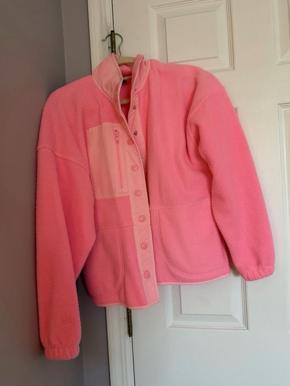 Wild Fable Women’s Hot Pink Fleece Long Sleeve Snap Closure Jacket Size XS